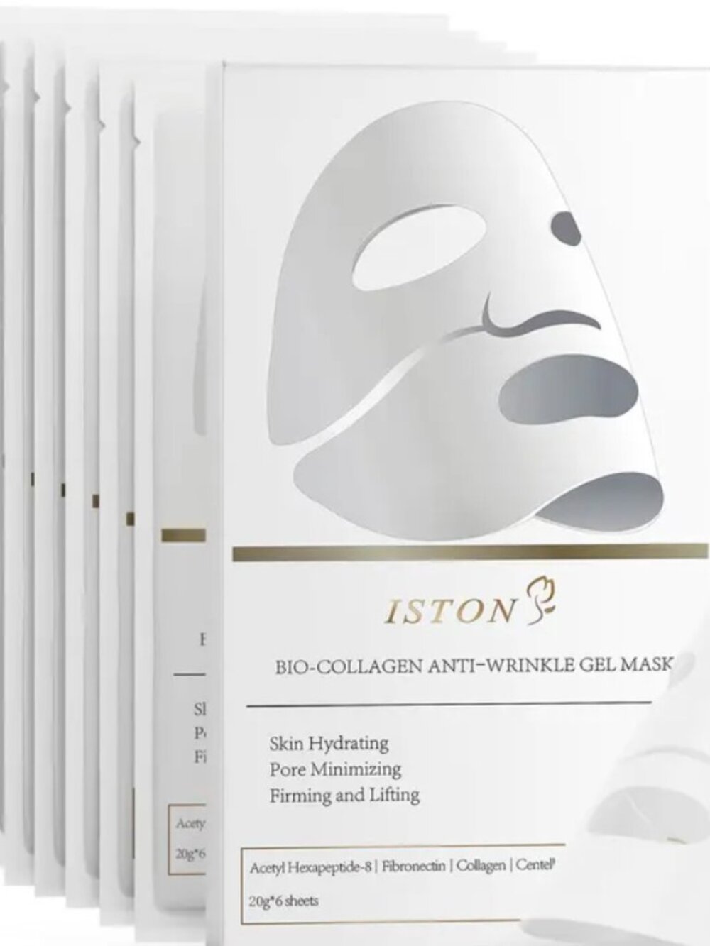 Iston Bio-Collagen Anti-Wrinkle Gel Mask Skin Hydrating 6 sheets NIB exp: 05/28